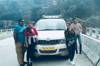 With our guest. On the way to Lachung, North Sikkim.