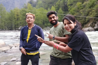 During honeymoon tour at North Sikkim with our cool driver
